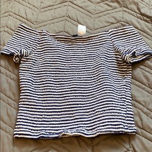 Navy Blue and White cropped top